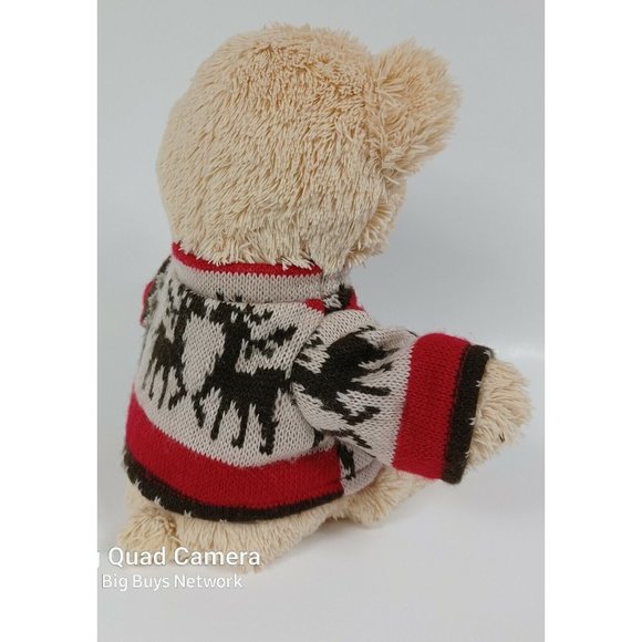 GUND Tan 12" Teddy Bear Plush Brown Thread Nose🧸 in Knit Reindeer Art  Sweater - Picture 4 of 12